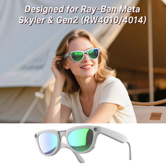 HiBloks 4 Gradient Colors Polarized Clip-on Sunglasses for Ray-Ban Meta Skyler Shiny Chalky Grey Smart Glasses