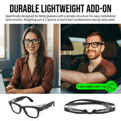 HiBloks Full Coverage Safety Glasses Side Shields for Ray-Ban Meta Gen 1 & 2 - Hibloks AI Glasses Accessories Store