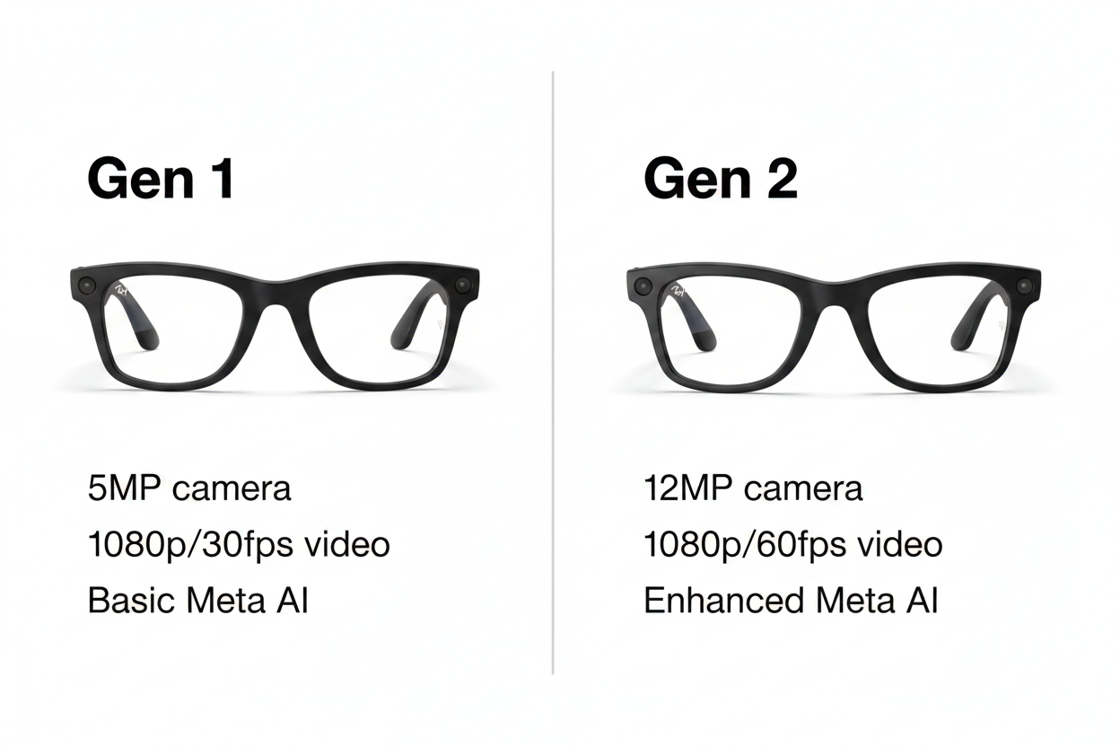 Ray-Ban Meta Gen 1 vs Gen 2 comparison — camera specs, battery life, and who should buy which