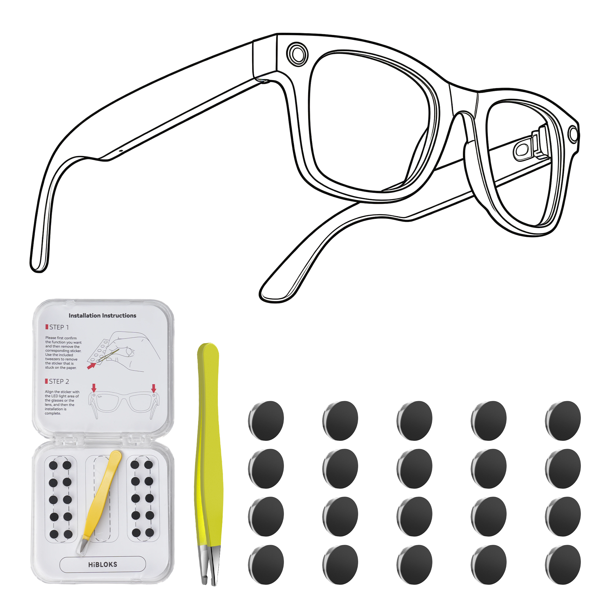 HIBLOKS Anti-Glare LED Sticker Compatible with Ray-Ban Meta & Gen 2 Wayfarer Skyler Headliner & Oakley Meta HSTN Smart Glasses Accessories