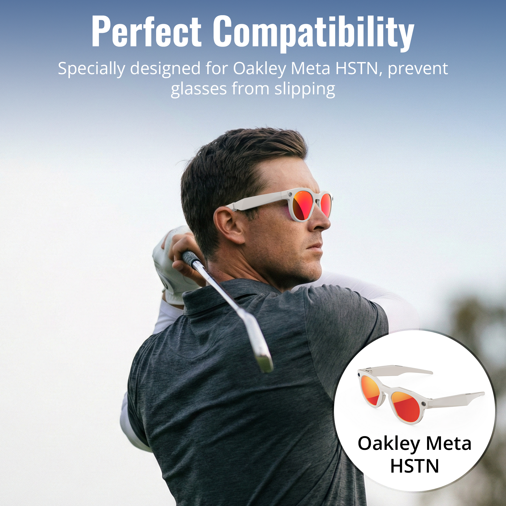 HIBLOKS Eyeglass Ear Grip Compatible with Oakley Meta HSTN Smart Glasses