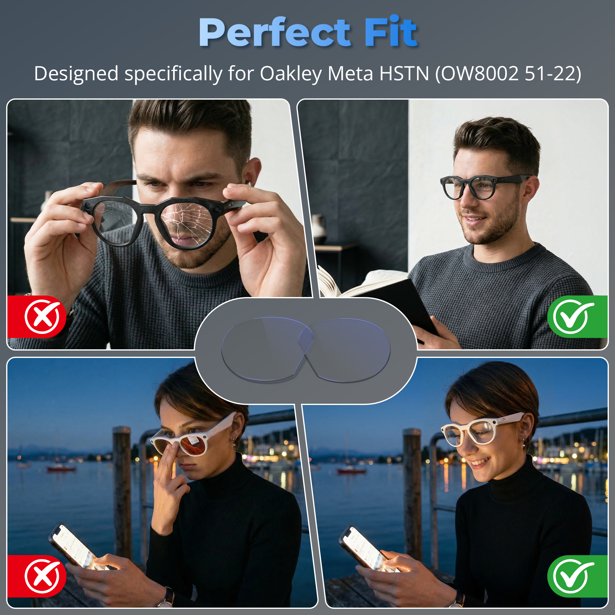 Hibloks High Intensity Clear Replacement Lens for Oakley Meta HSTN Smart Glasses