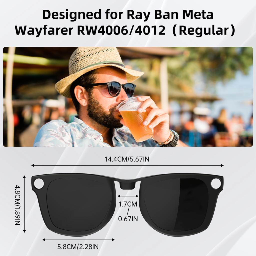 HIBLOKS 2Pcs Polarized Clip for Ray-Ban Meta Wayfarer
