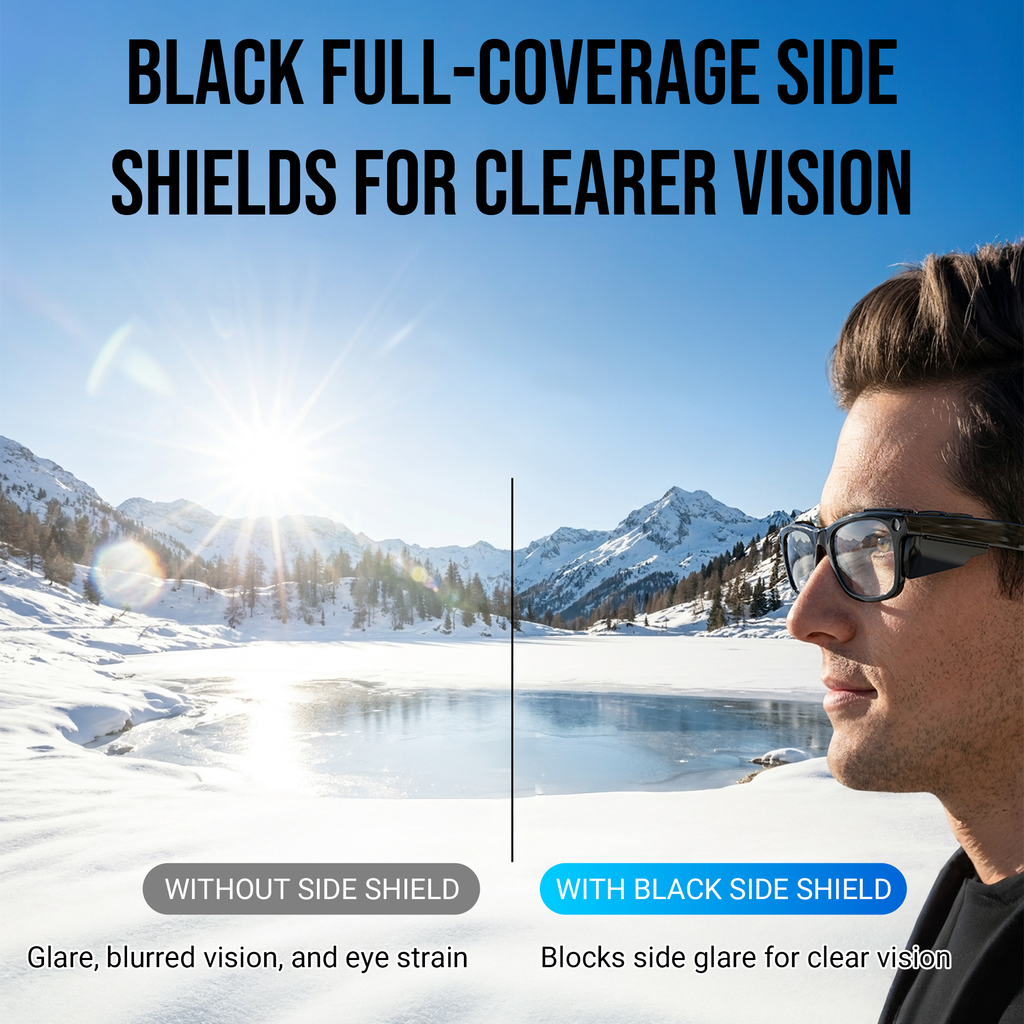 HiBloks Full Coverage Safety Glasses Black Side Shields for Ray-Ban Meta Gen 1 & 2