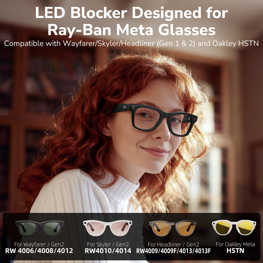 HiBloks 20PCs LED Blockers Oval Compatible with Ray Ban Meta Wayfarer/Skyler/Headliner(Gen 1 & 2) Oakley HSTN Smart Glasses Accessories, LED Light Blocking Stickers Oval Shaped Restickable Light Covers