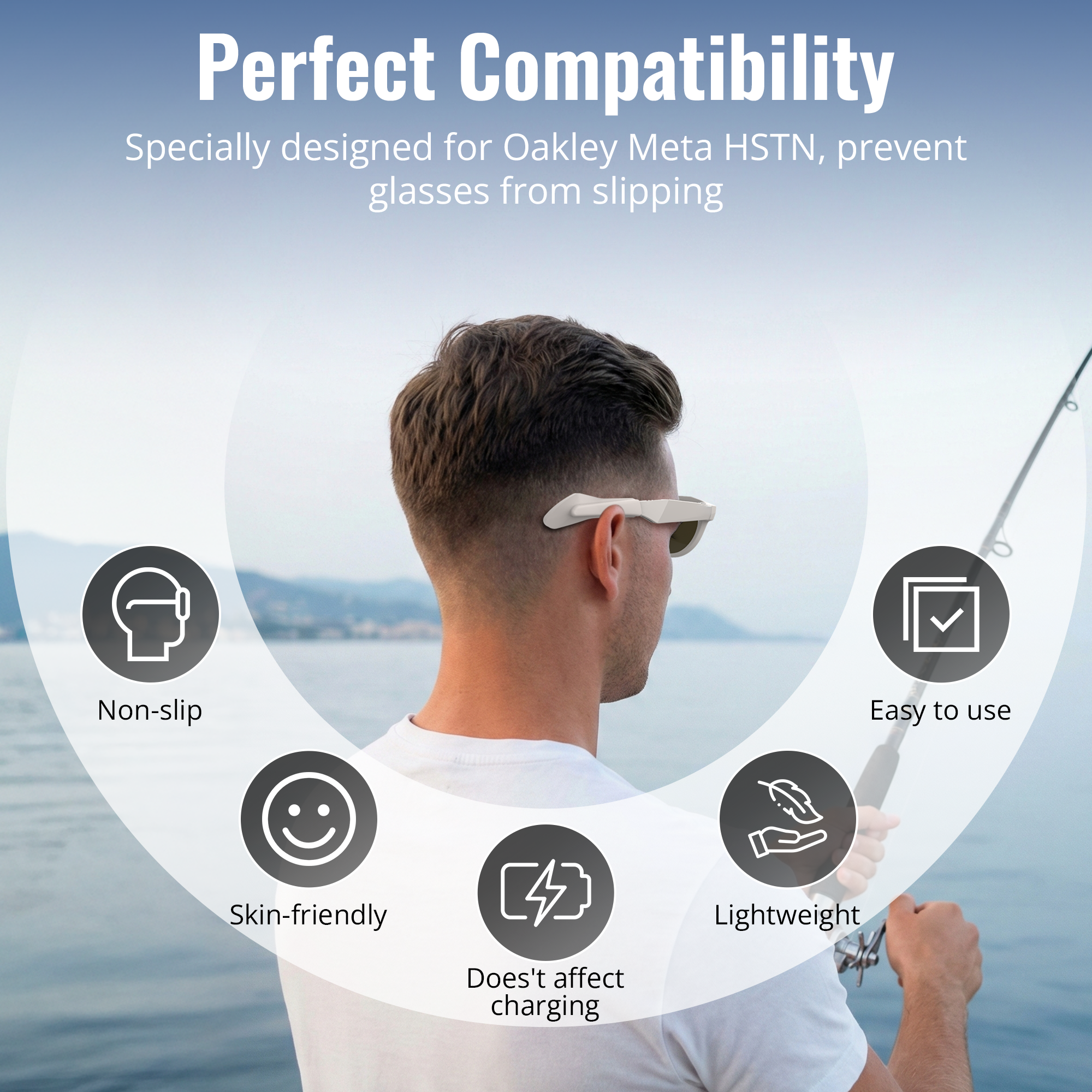 HIBLOKS Eyeglass Ear Grip Compatible with Oakley Meta HSTN Smart Glasses