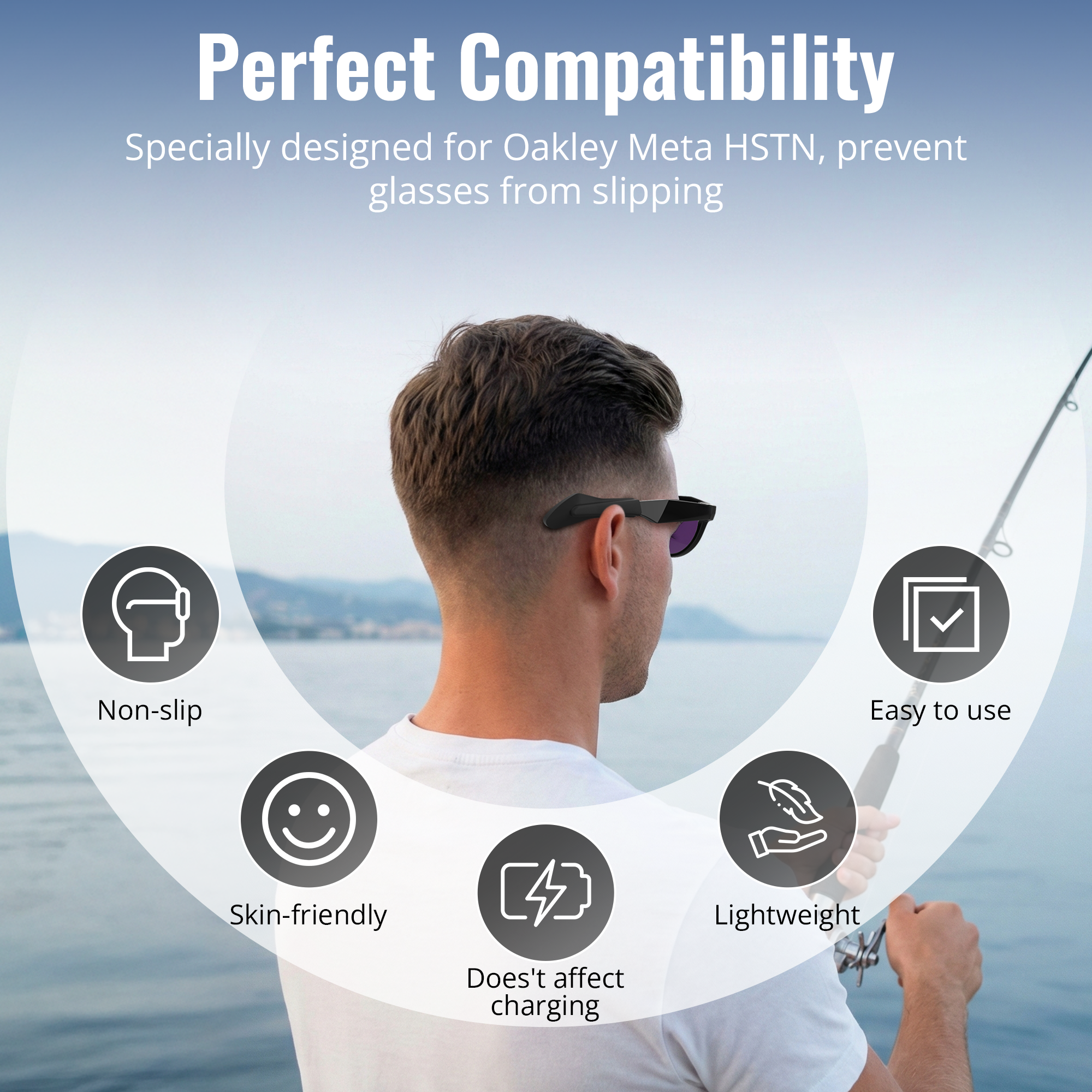 HIBLOKS Eyeglass Ear Grip Compatible with Oakley Meta HSTN Smart Glasses