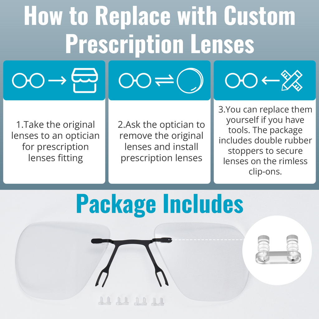 HiBloks Clip On Lenses Compatible with Oakley Meta Vanguard Glasses, Lens Replaceable Clip-On for Custom Prescription Lenses with Eyeglasses Cloth, Clear