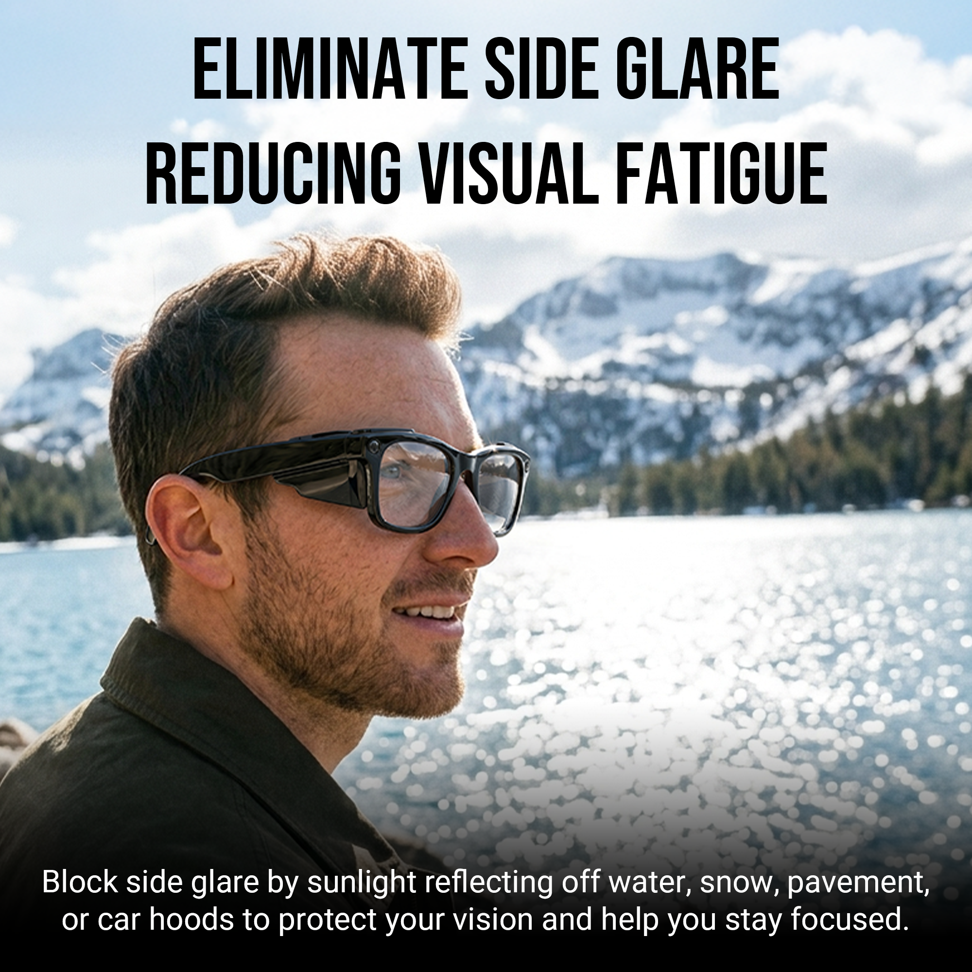 HiBloks Full Coverage Safety Glasses Black Side Shields for Ray-Ban Meta Gen 1 & 2