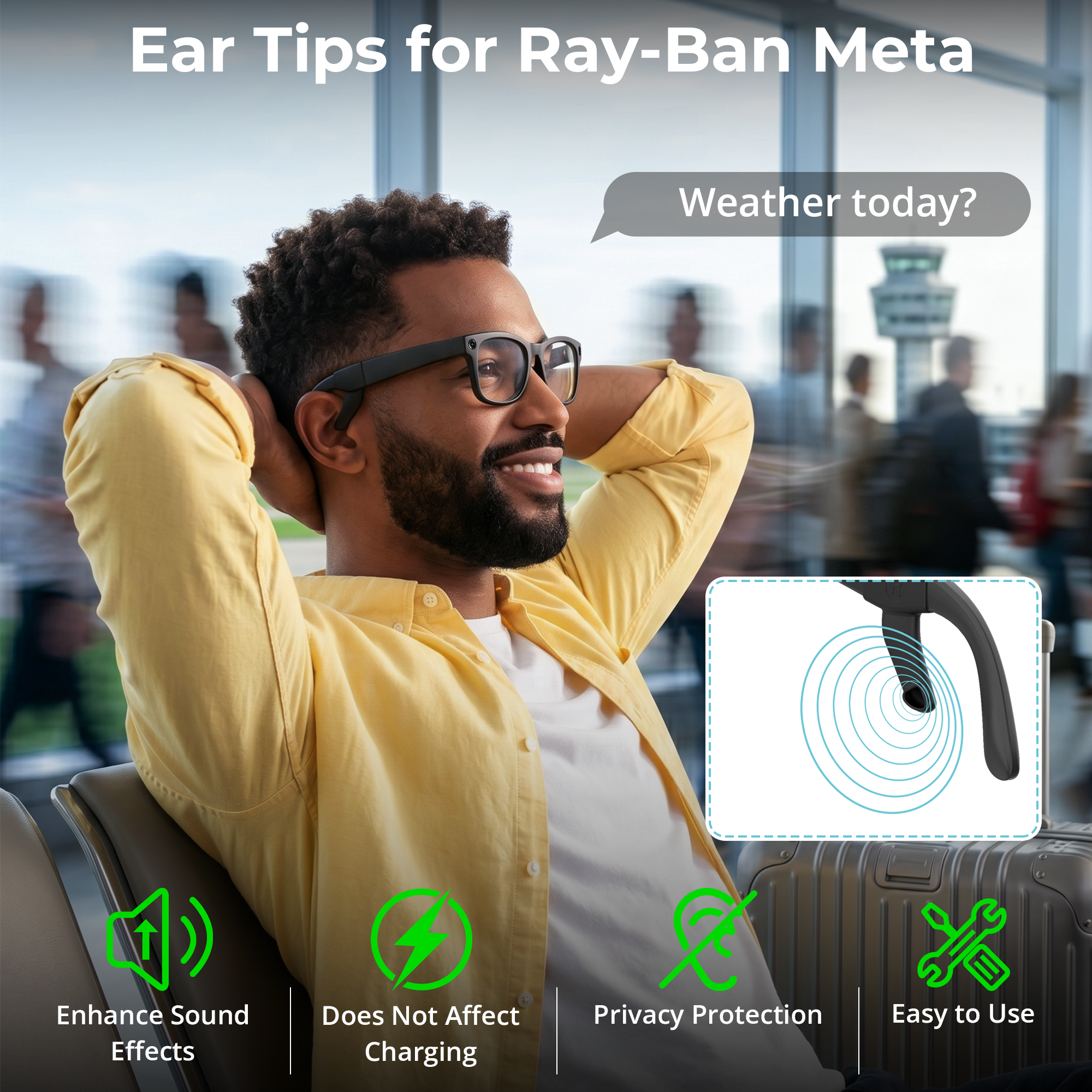 HIBLOKS Bone Conduction Sound Enhancement Tube for Ray-Ban Meta Smart Glasses