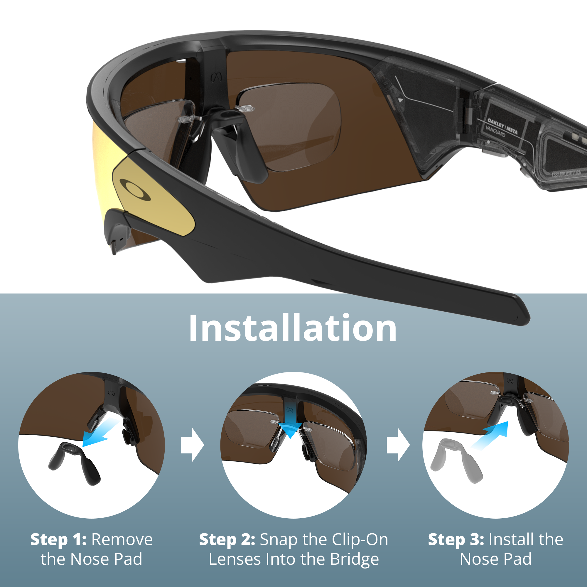 HiBloks Clip On Lenses Compatible with Oakley Meta Vanguard Glasses, Lens Replaceable Clip-On for Custom Prescription Lenses with Eyeglasses Cloth, Clear