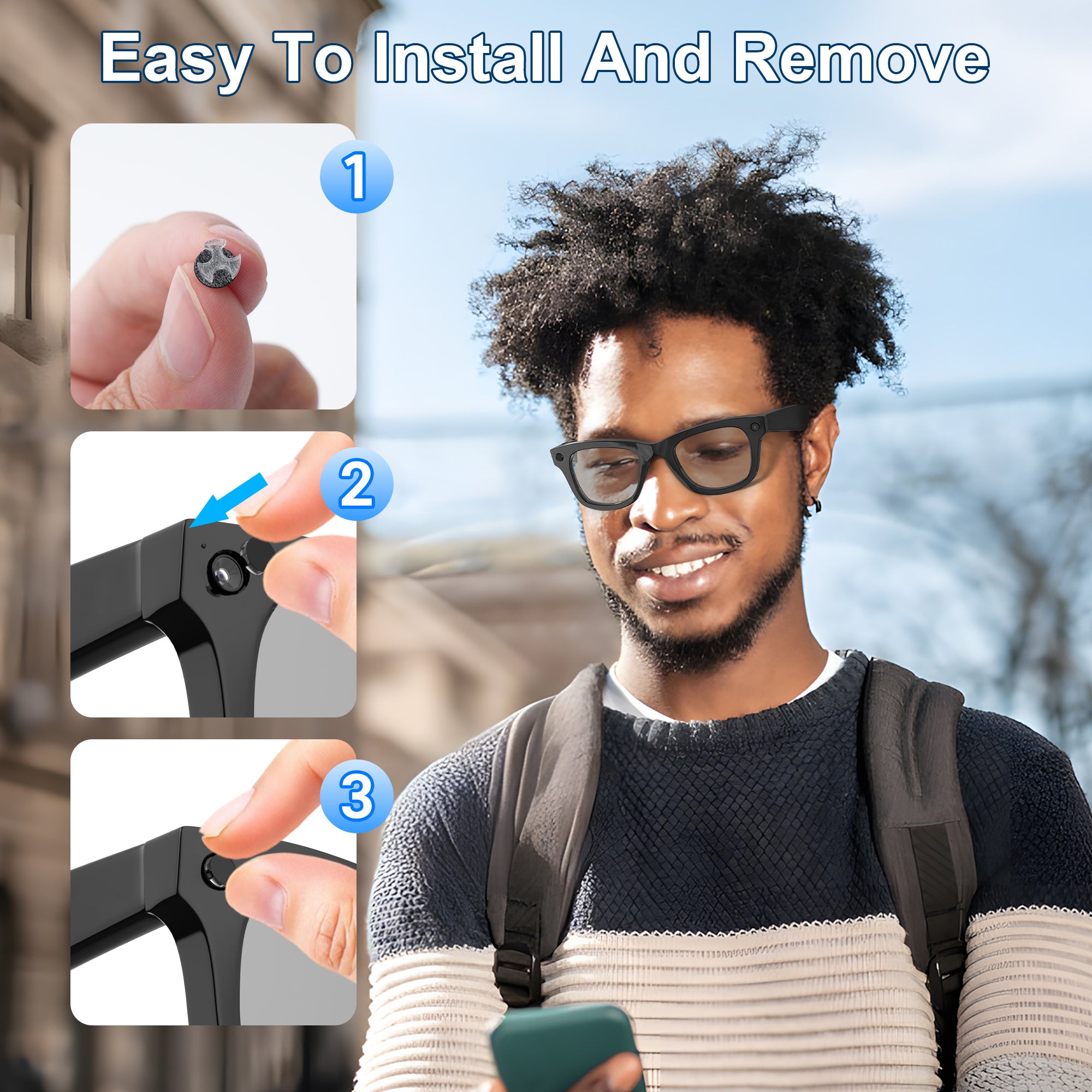 HIBLOKS LED Anti Glare Sticker For Ray-Ban Meta & Gen 2 Wayfarer Skyler Headliner & Oakley Meta HSTN Smart Glasses Accessories