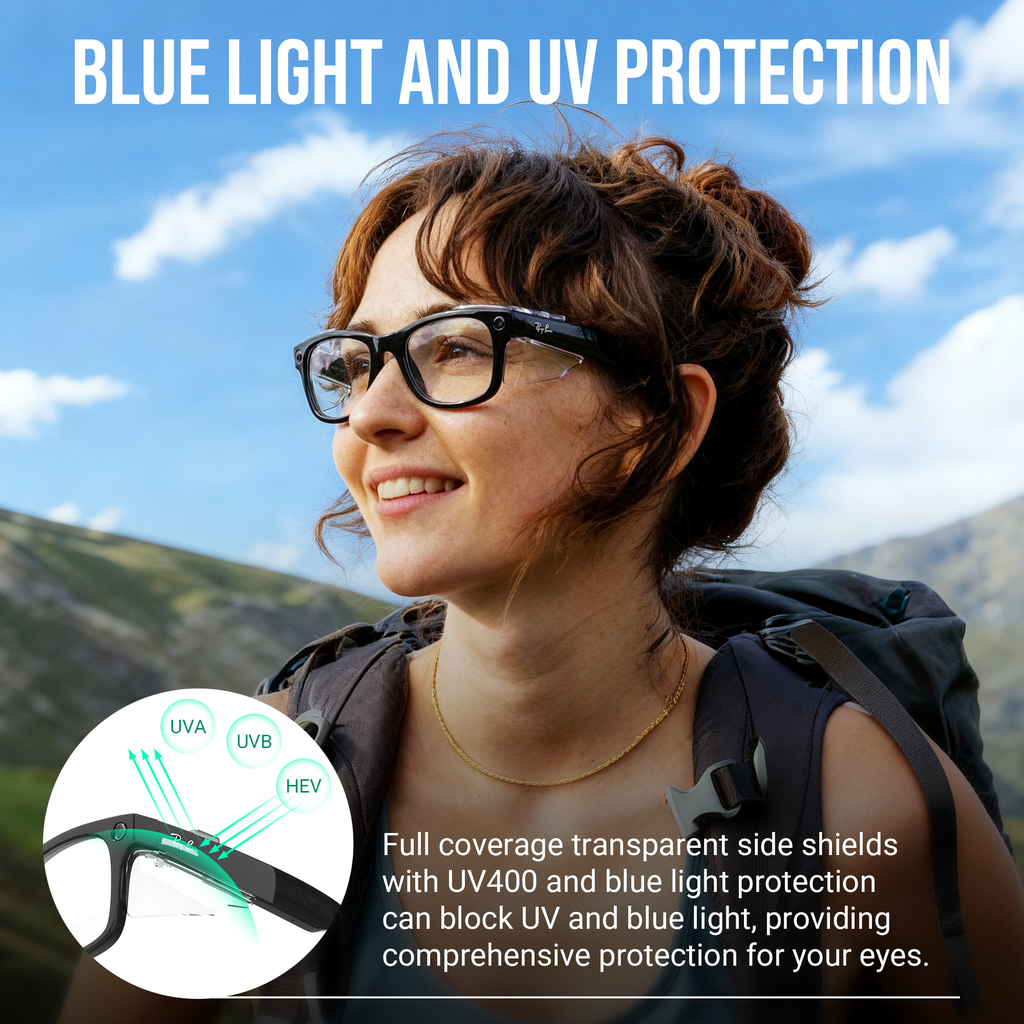HiBloks Full Coverage Safety Glasses Side Shields for Ray-Ban Meta Gen 1 & 2
