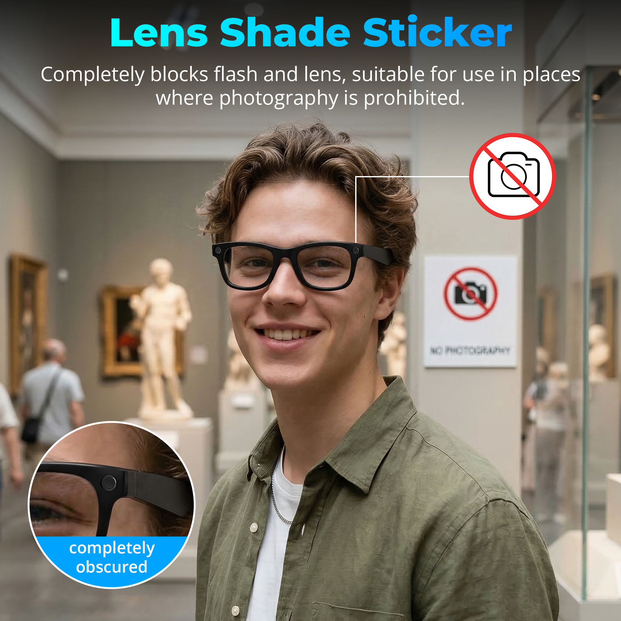 HIBLOKS Anti-Glare LED Sticker Set for Ray-Ban Meta Wayfarer/Skyler/Headliner Gen 2 & Oakley Meta HSTN — 10Pcs LED Anti-Glare Stickers + 10Pcs Lens Protective Stickers + 10Pcs Lens Shade Stickers