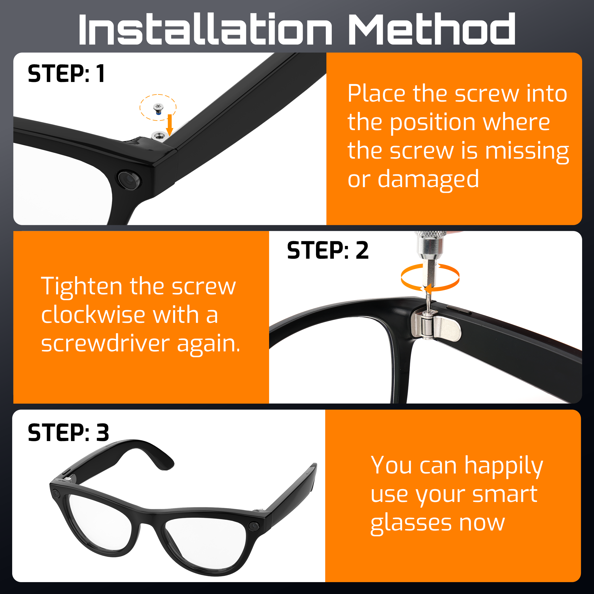 Magnetic Glass Temple Repair Tool Set for Ray-Ban Meta Gen 2/1, Meta Adventurer/Fury, Meta Blayzer/Scriber & Oakley Meta HSTN