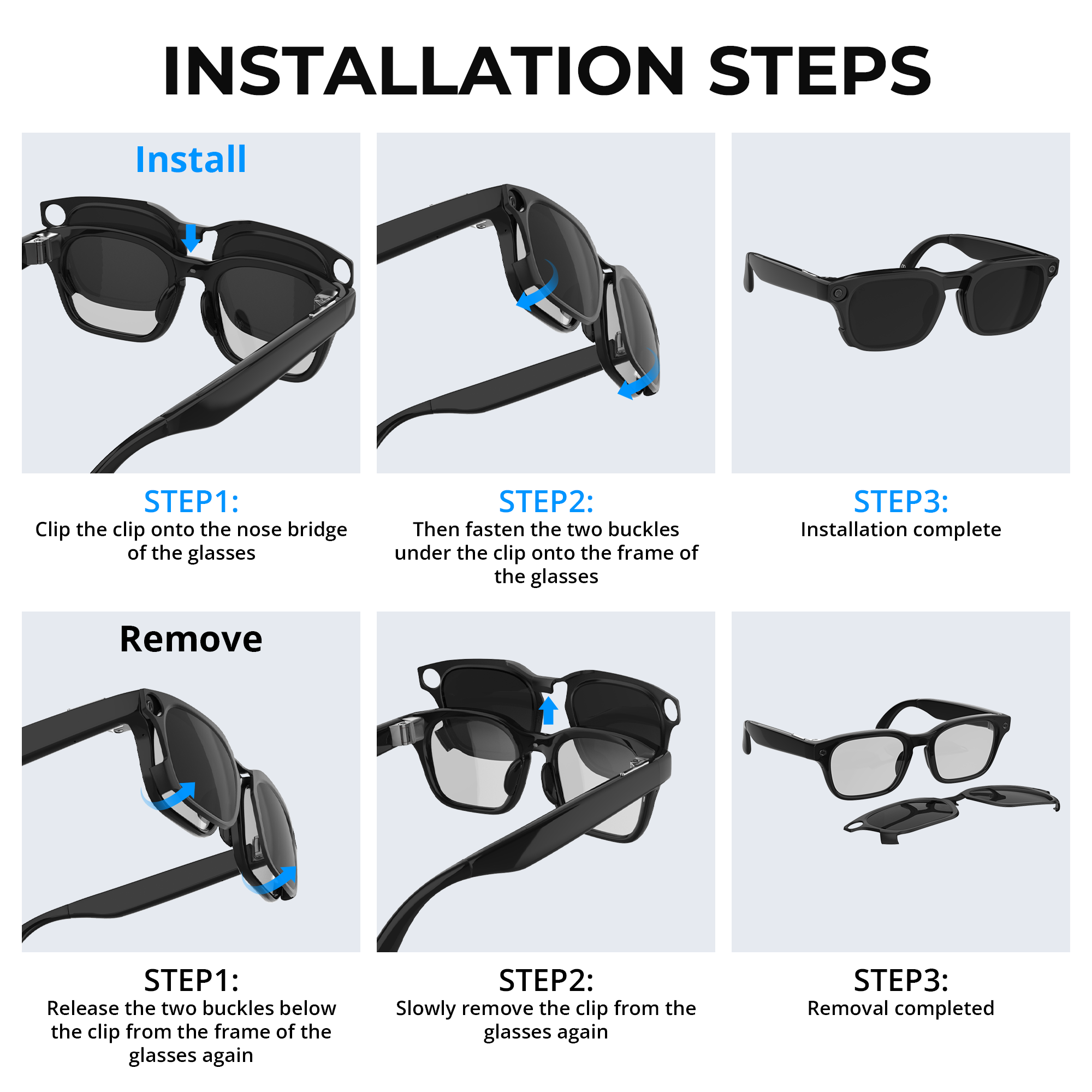 HIBLOKS Polarized Clip-On Lenses for Meta Adventurer Smart Glasses