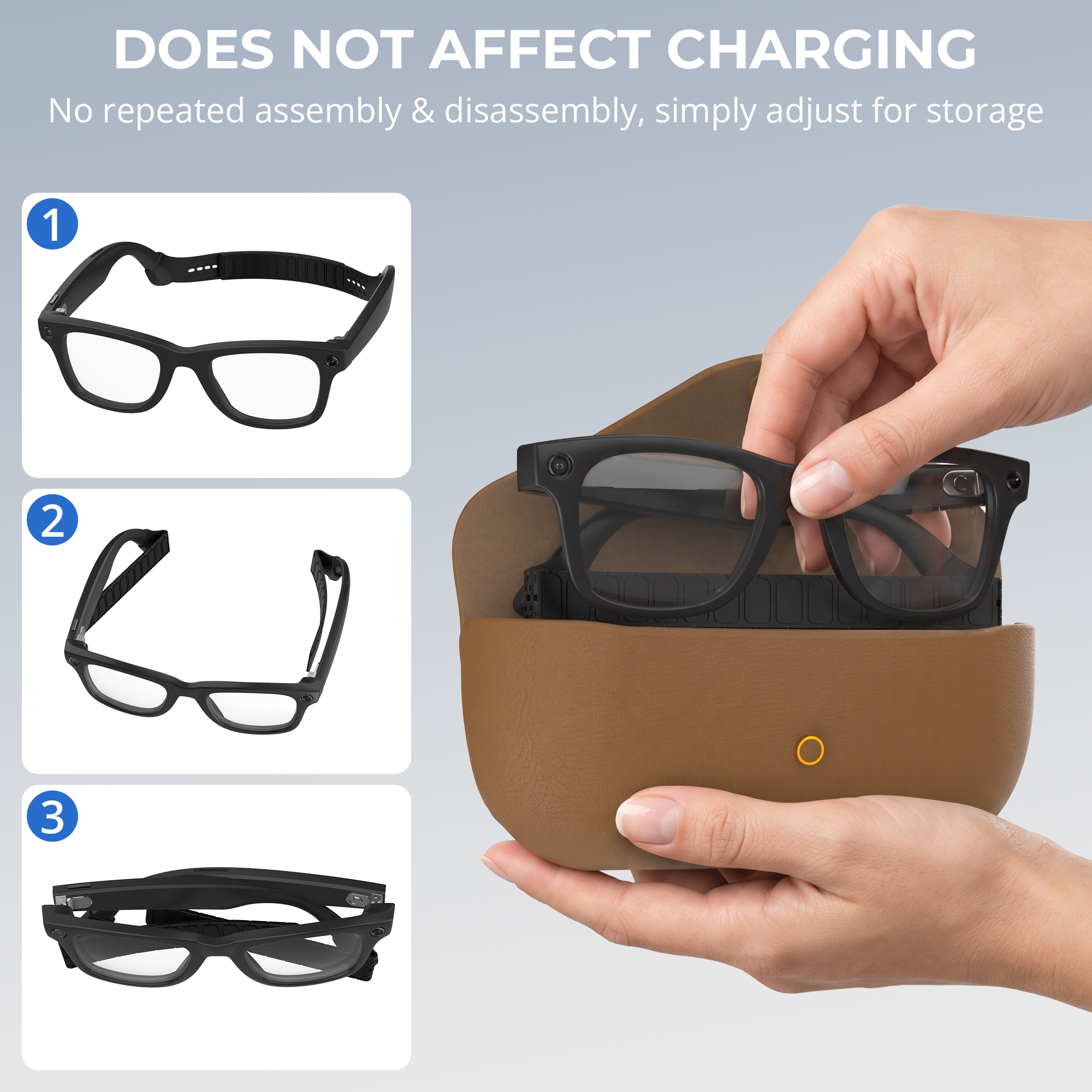HiBloks Adjustable Silicone Magnetic Glasses Strap for Ray-Ban Meta Gen 1/2 Smart Glasses