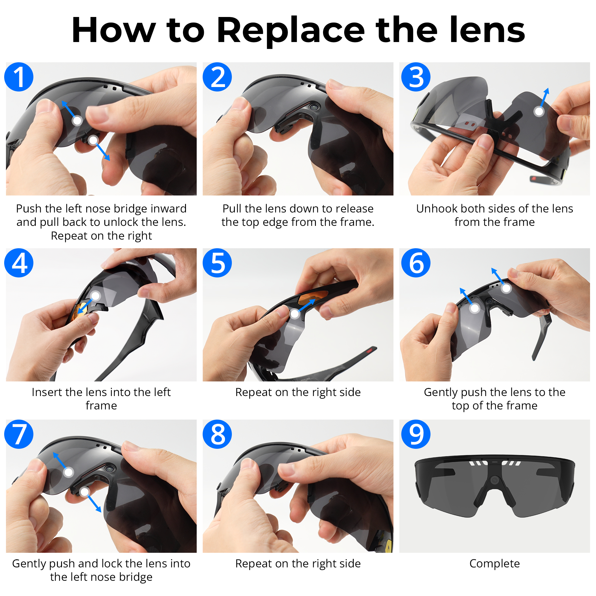 HiBloks 2 colors Polarized UV400 Replacement Lens for Oakley Meta Vanguard Glasses Smart Glasses