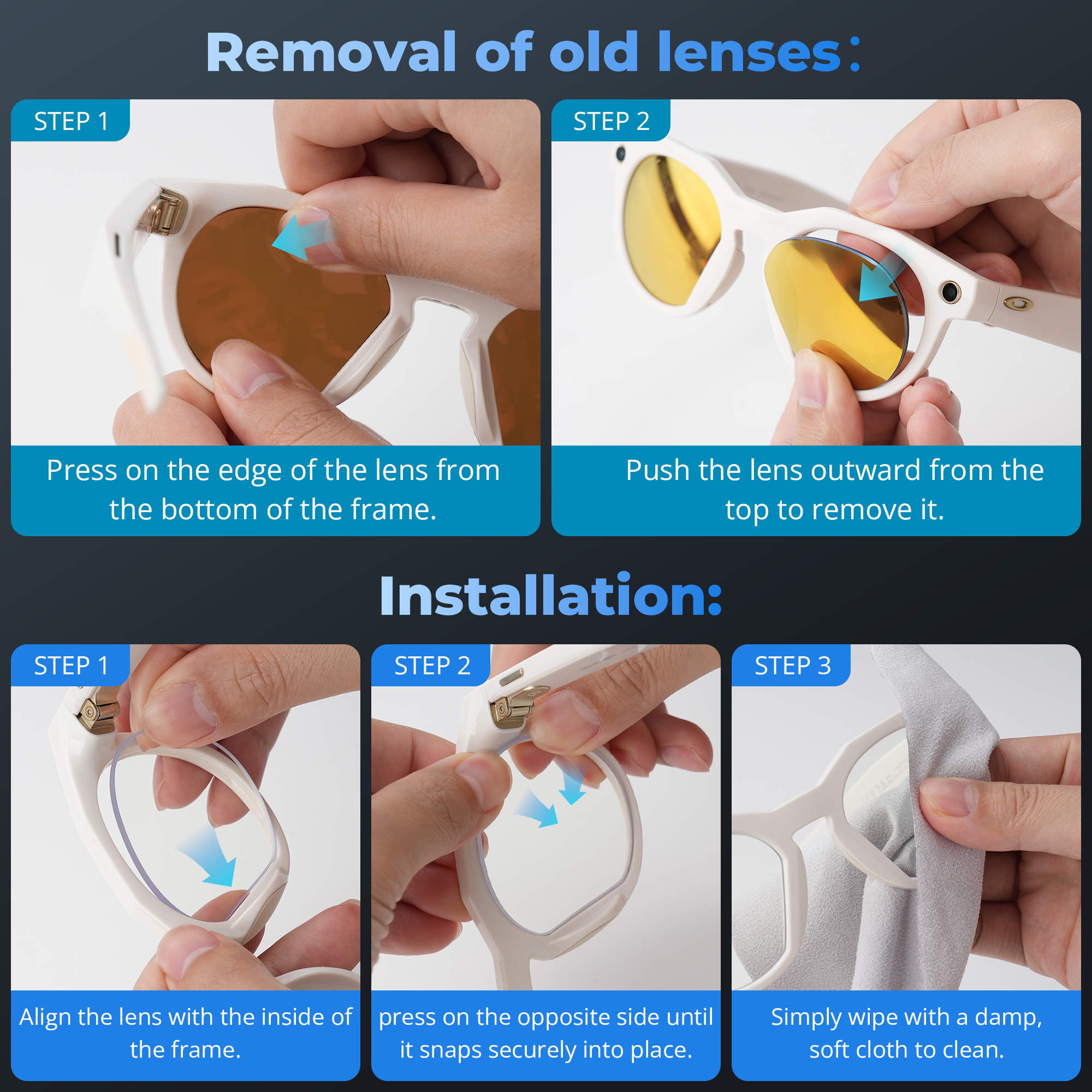 Hibloks High Intensity Clear Replacement Lens for Oakley Meta HSTN Smart Glasses