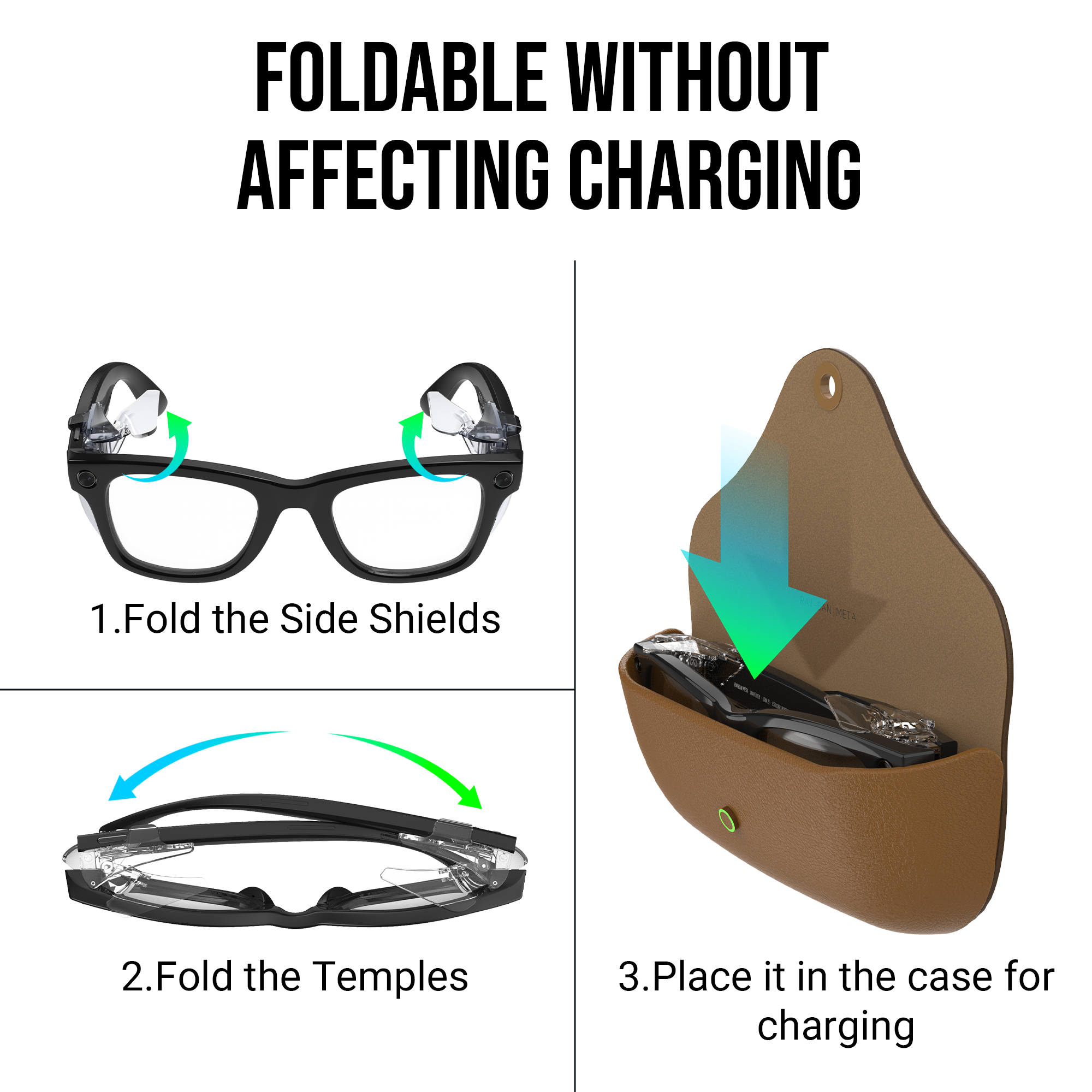HiBloks Full Coverage Safety Glasses Side Shields for Ray-Ban Meta Gen 1 & 2