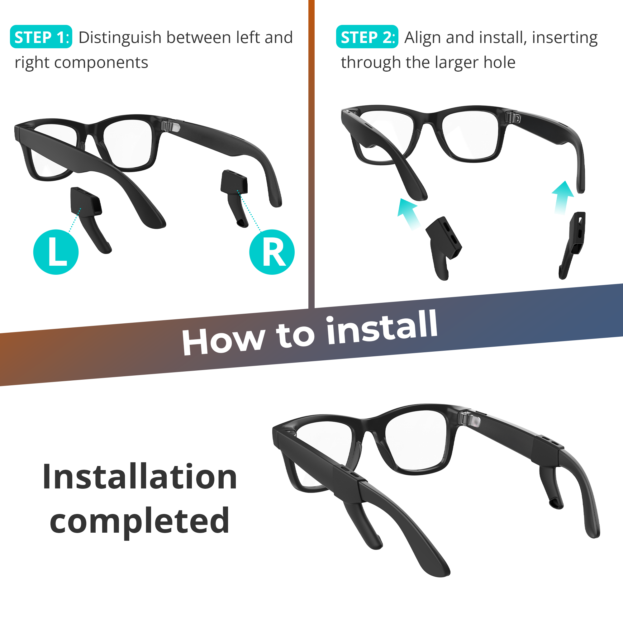 HIBLOKS Bone Conduction Sound Enhancement Tube for Ray-Ban Meta Smart Glasses