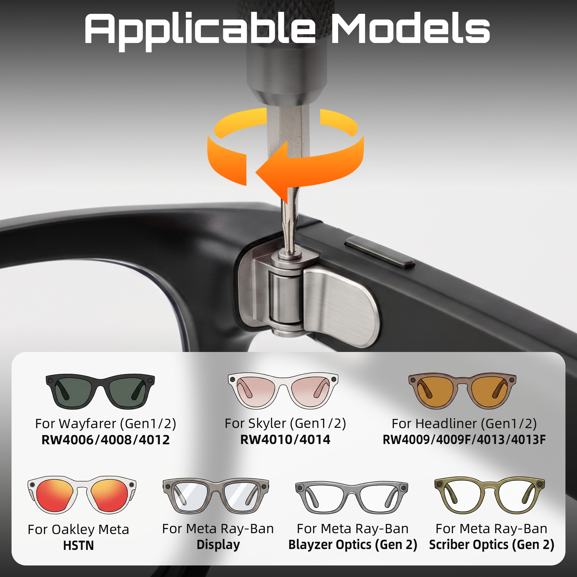 Magnetic Glass Temple Repair Tool Set for Ray-Ban Meta Gen 2/1, Meta Adventurer/Fury, Meta Blayzer/Scriber & Oakley Meta HSTN