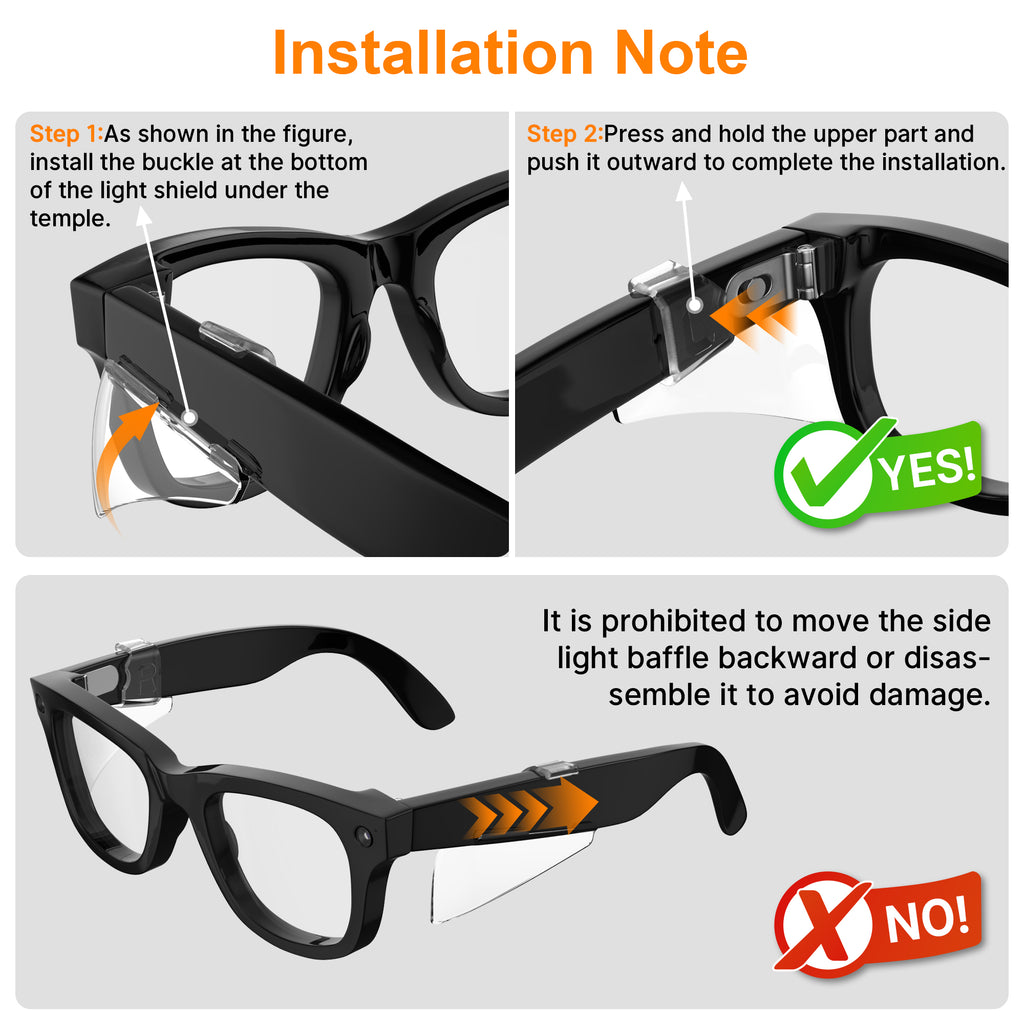 HiBloks Safety Glasses Side Shields for Ray-Ban Meta