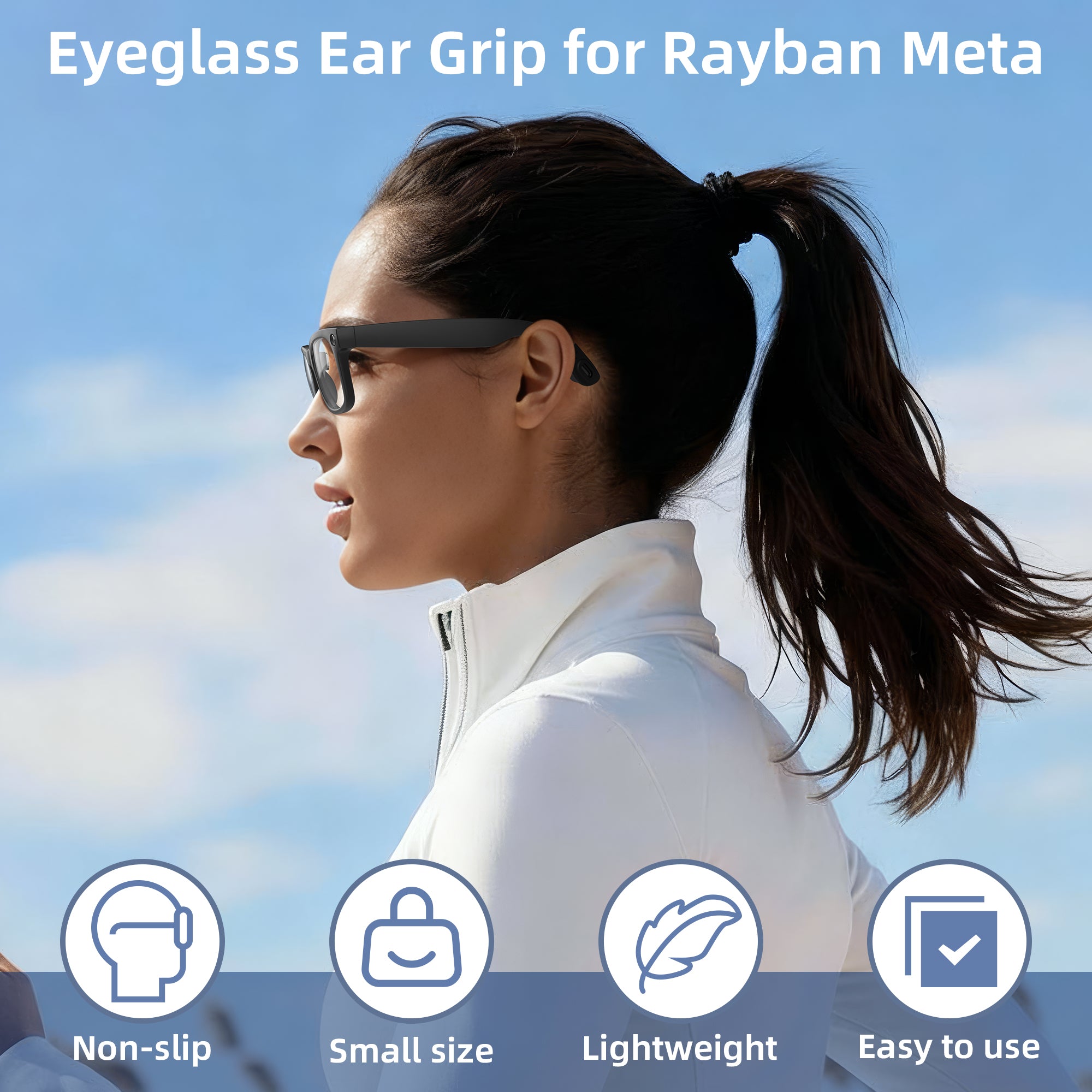 HIBLOKS Eyeglass Ear Grip Compatible with Ray-Ban Meta