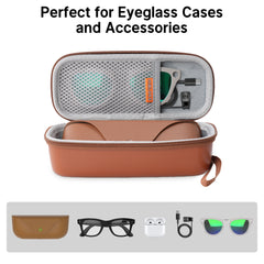 HIBLOKS Portable Protection PU leather Case for Ray-Ban Meta Wayfarer/Skyler/Headliner & Gen 2 and Oakley Meta HSTN Smart Glasses
