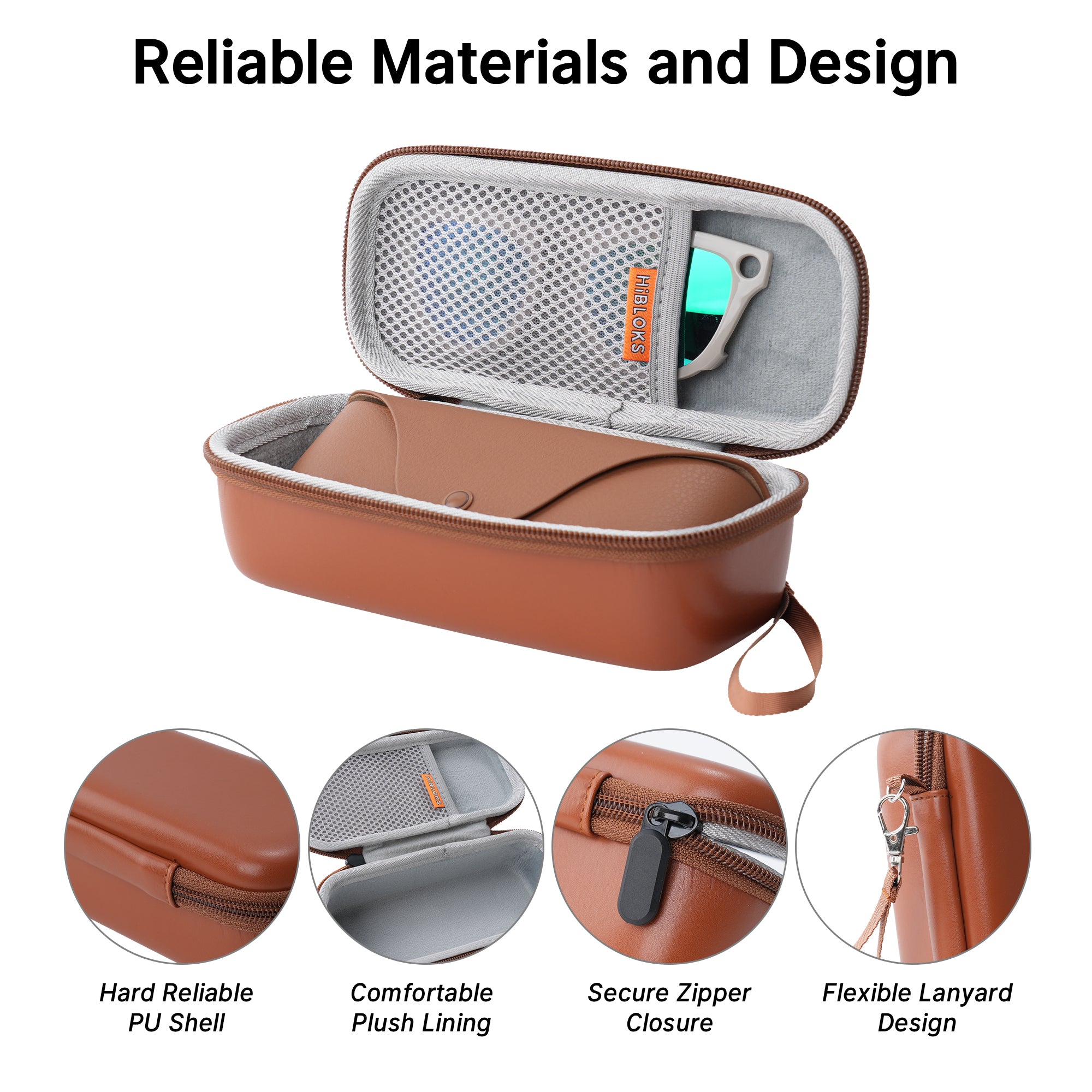 HIBLOKS Portable Protection PU leather Case for Ray-Ban Meta Wayfarer/Skyler/Headliner & Gen 2 and Oakley Meta HSTN Smart Glasses