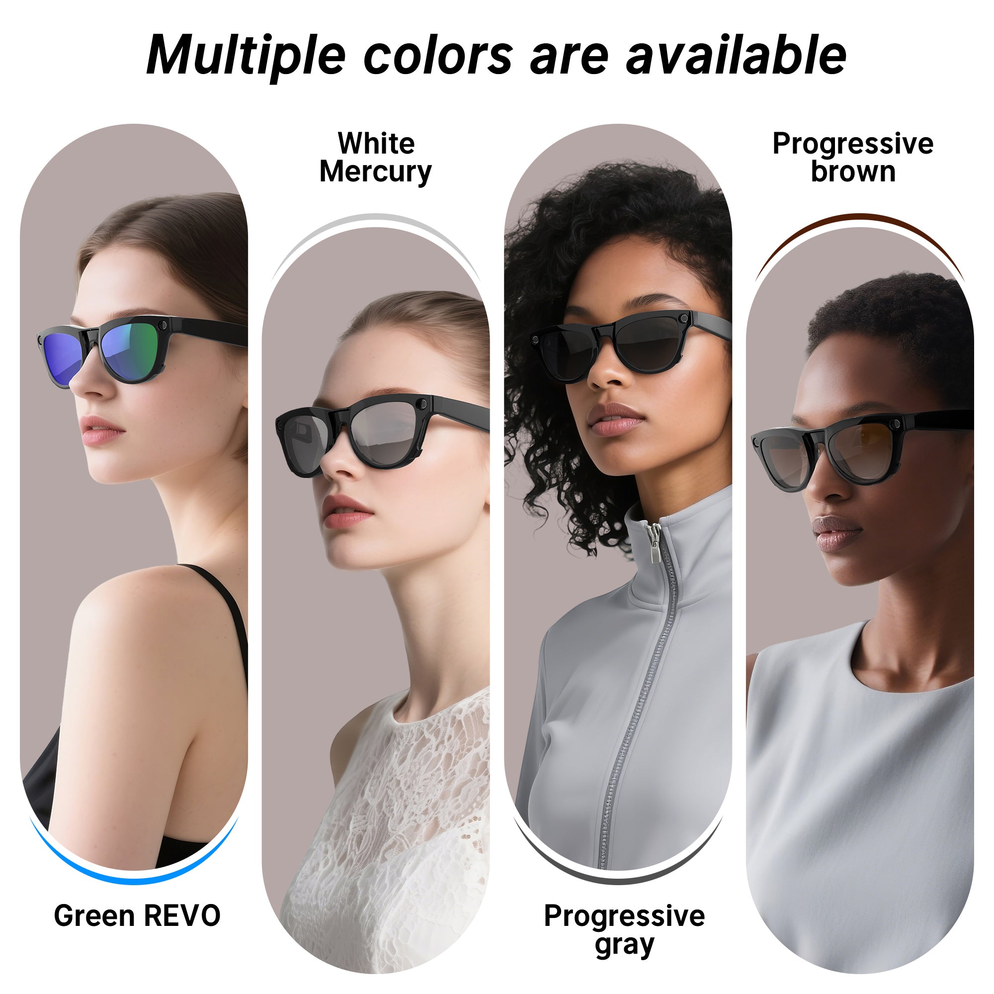 HiBloks 4 Gradient Colors Polarized Clip-on Sunglasses for Ray-Ban Meta Skyler Shiny Black Smart Glasses