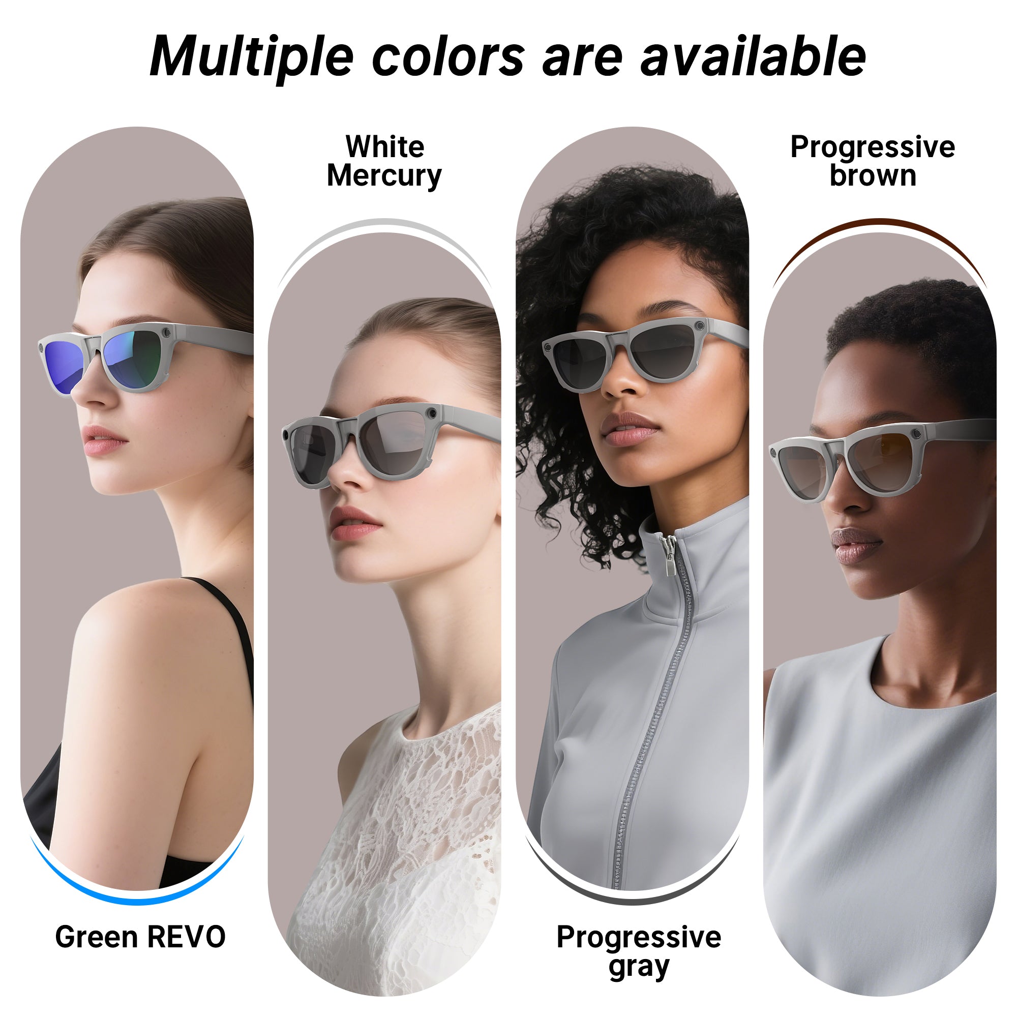 HiBloks 4 Gradient Colors Polarized Clip-on Sunglasses for Ray-Ban Meta Skyler Shiny Chalky Grey Smart Glasses