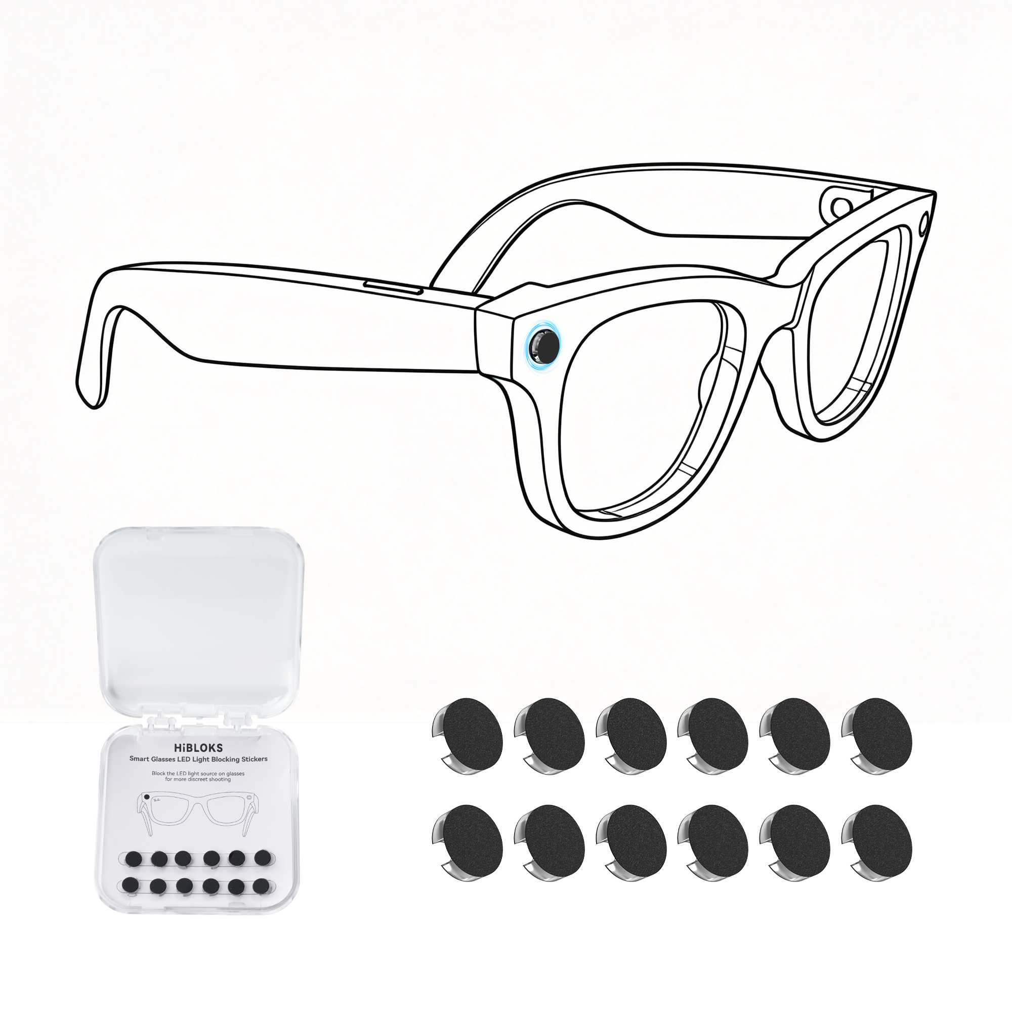 HIBLOKS LED Anti Glare Sticker For Ray-Ban Meta & Gen 2 Wayfarer Skyler Headliner & Oakley Meta HSTN Smart Glasses Accessories