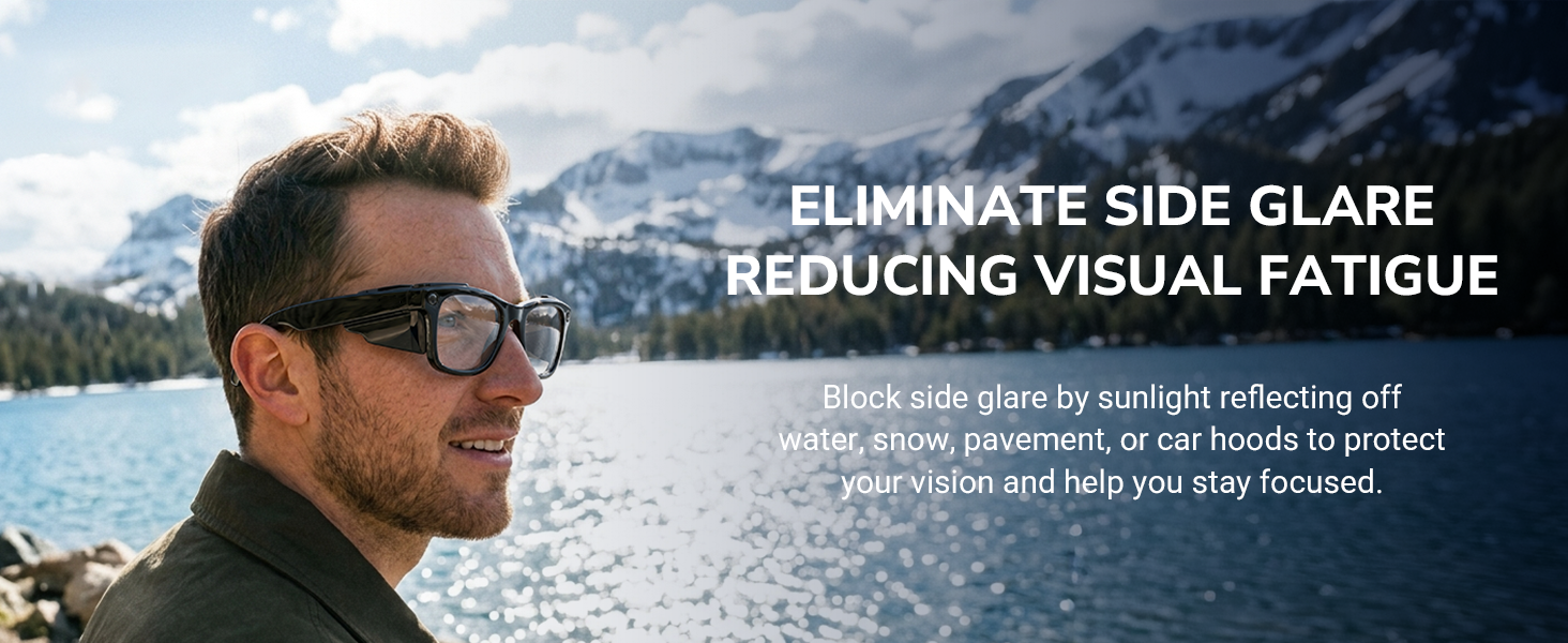 HiBloks Full Coverage Safety Glasses Black Side Shields for Ray-Ban Meta Gen 1 & 2