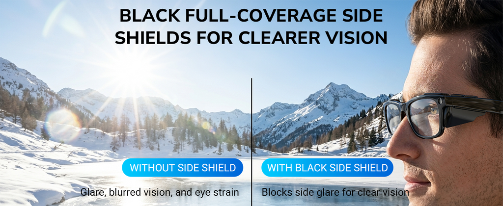 HiBloks Full Coverage Safety Glasses Black Side Shields for Ray-Ban Meta Gen 1 & 2