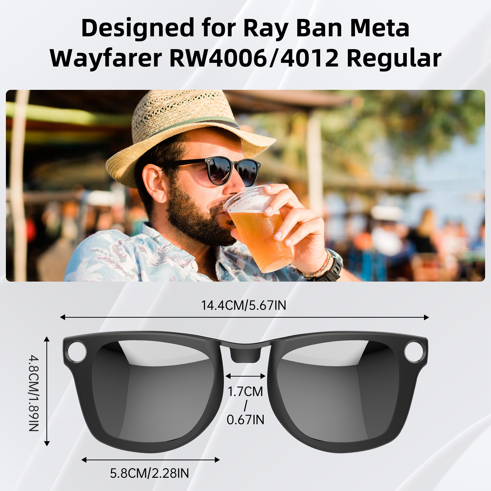 HiBloks 2Pcs Polarized Clip for Ray-Ban Meta Wayfarer