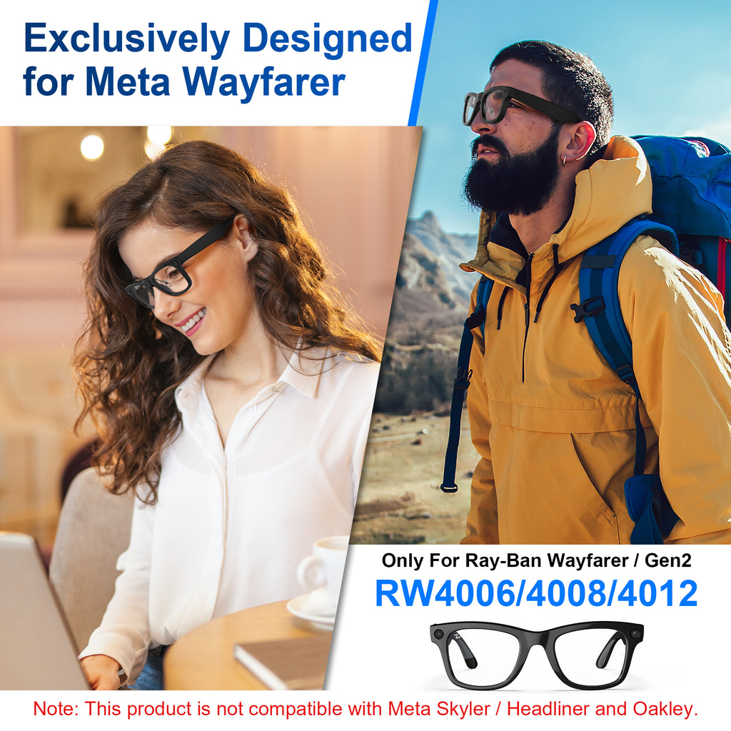 HIBLOKS Eyeglass Nose Pads Compatible with Ray-Ban Meta Wayfarer Gen 1 & Gen 2
