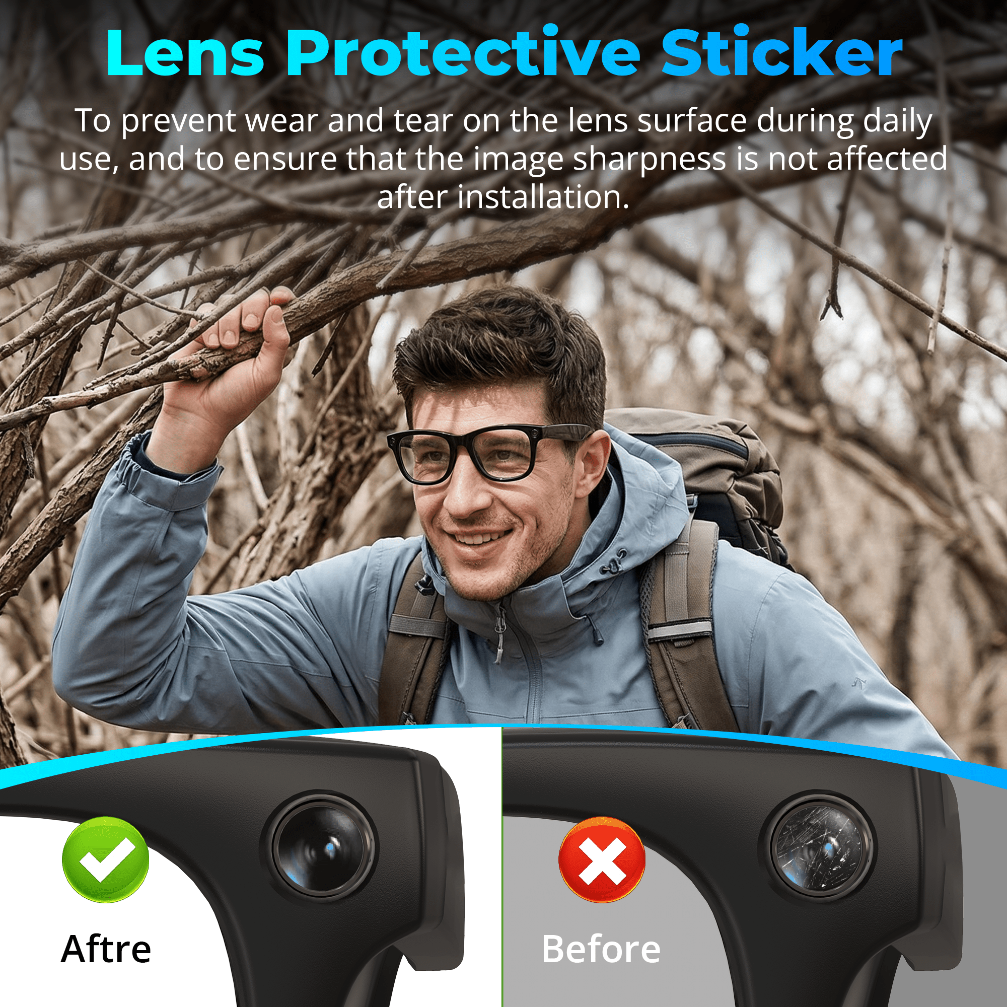 HIBLOKS 10Pcs 3 in 1 Anti-Glare LED Sticker Set for Ray-Ban Meta Wayfarer/Skyler/Headliner Gen 2 & Oakley Meta HSTN Smart Glasses