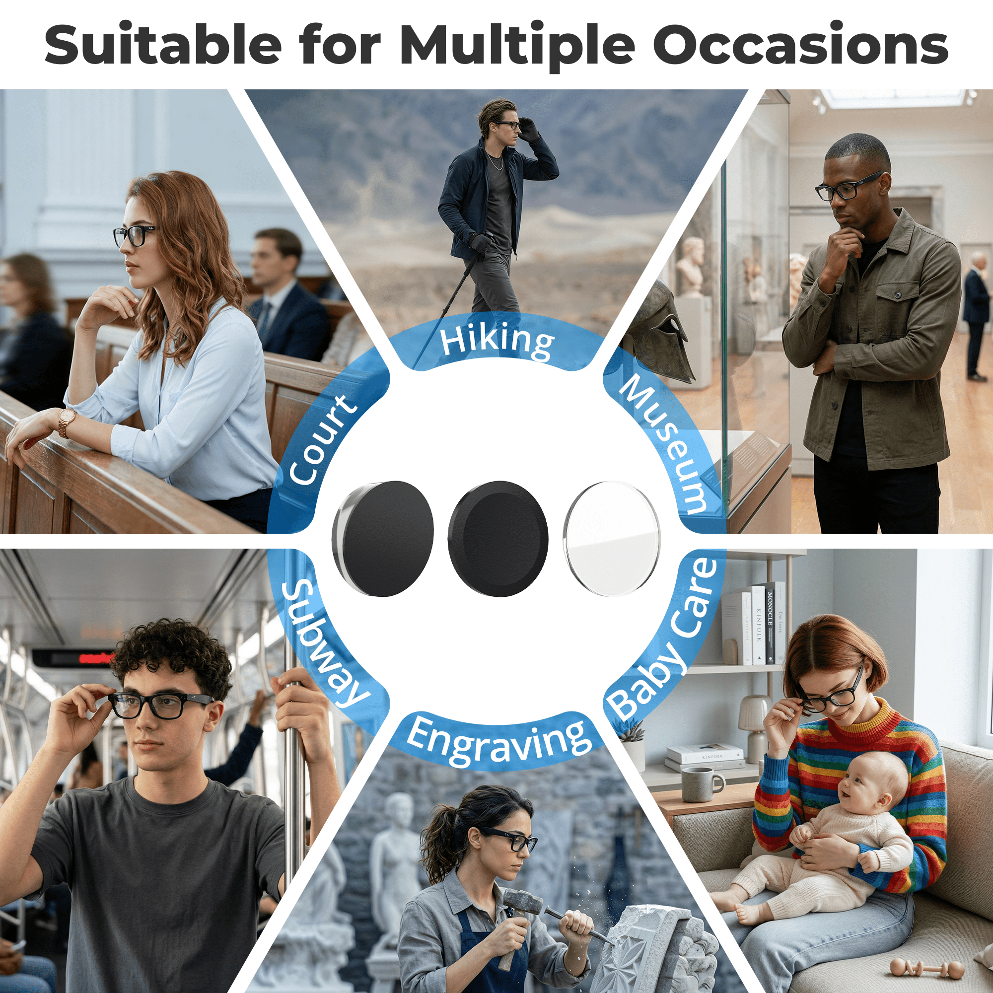 HIBLOKS 10Pcs 3 in 1 Anti-Glare LED Sticker Set for Ray-Ban Meta Wayfarer/Skyler/Headliner Gen 2 & Oakley Meta HSTN Smart Glasses
