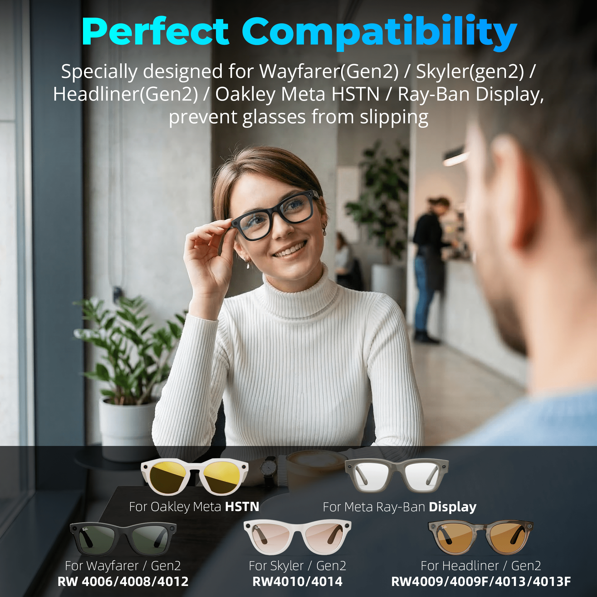 HIBLOKS 10Pcs 3 in 1 Anti-Glare LED Sticker Set for Ray-Ban Meta Wayfarer/Skyler/Headliner Gen 2 & Oakley Meta HSTN Smart Glasses