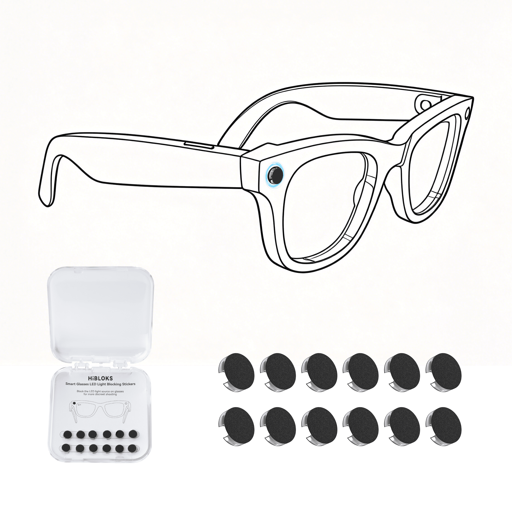 HIBLOKS 12PCS LED Anti Glare Sticker For Ray-Ban Meta & Gen 2 Wayfarer Skyler Headliner & Oakley Meta HSTN Smart Glasses Accessories - Hibloks AI Glasses Accessories Store