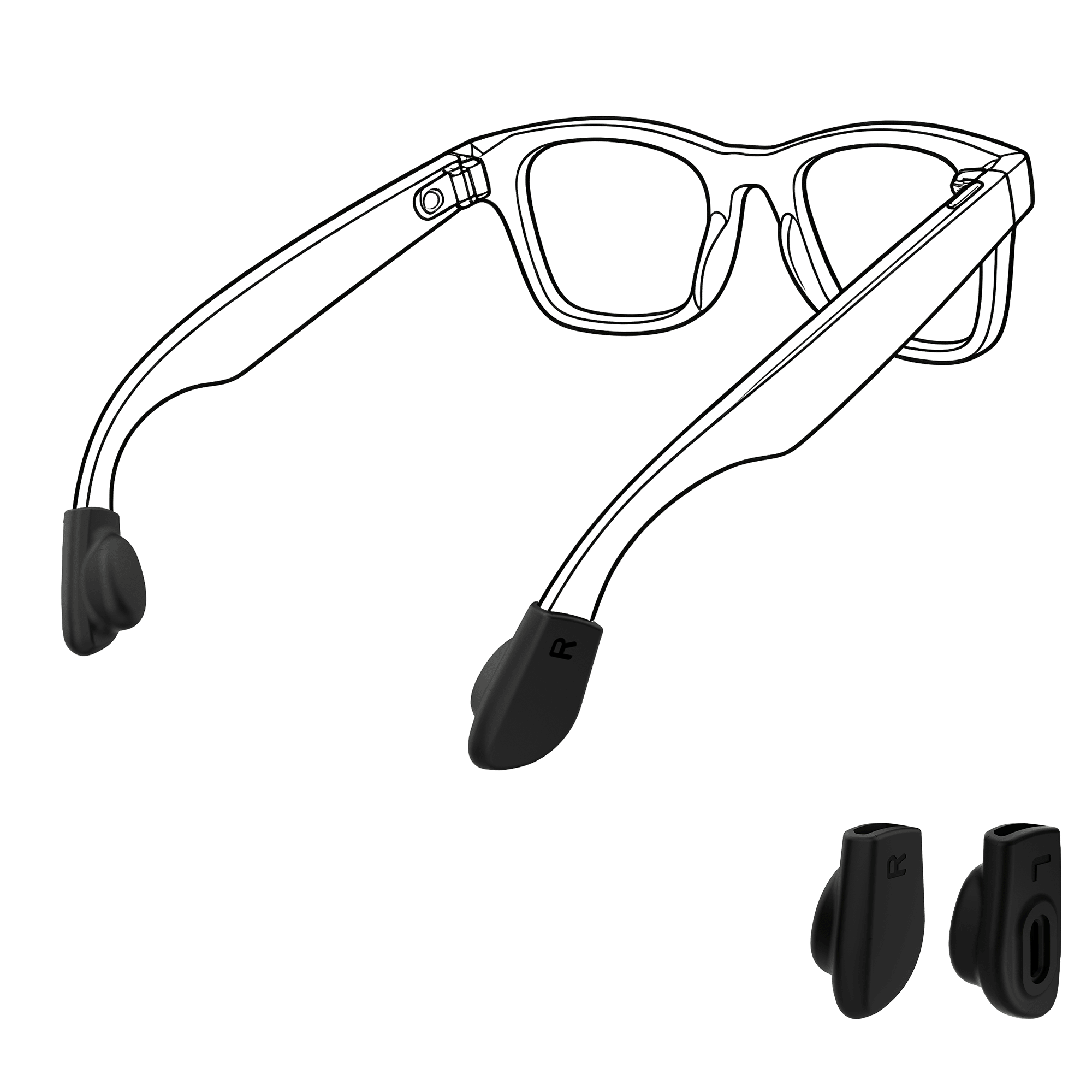 HIBLOKS Eyeglass Ear Grip Compatible with Ray-Ban Meta - Hibloks AI Glasses Accessories Store