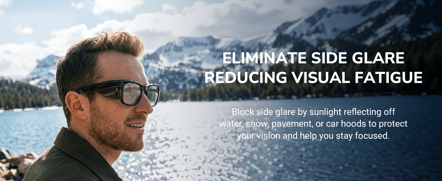 HiBloks Full Coverage Safety Glasses Black Side Shields for Ray-Ban Meta Gen 1 & 2 - Hibloks AI Glasses Accessories Store
